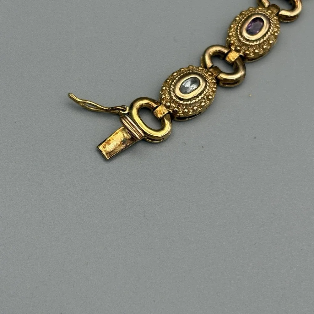 Ross Simons 18k Gold Plated Sterling Silver Bracelet Gemstone Etruscan Revival 7